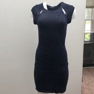 Navy dress with shoulder cutouts